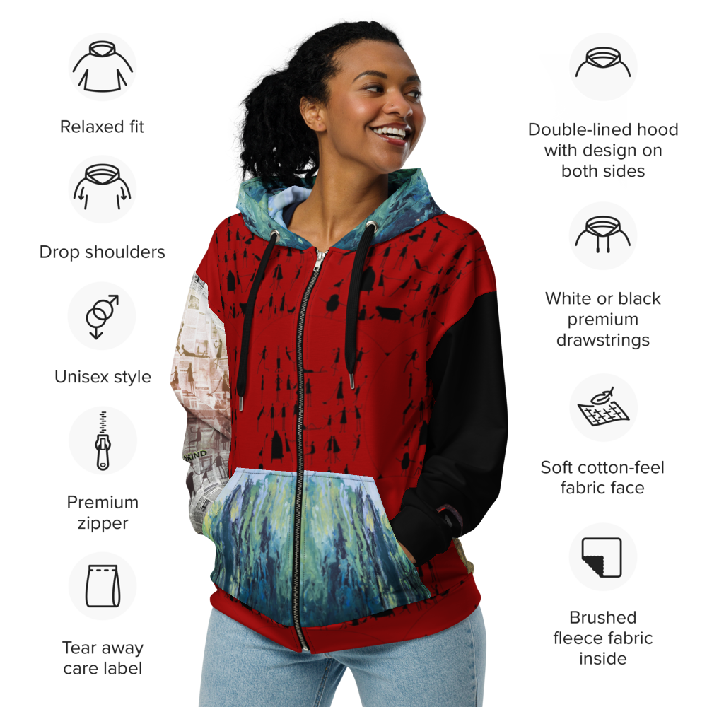 ONE UNI-SEX ZIP HOODIE [BLOODLINE IN HUMANKIND]