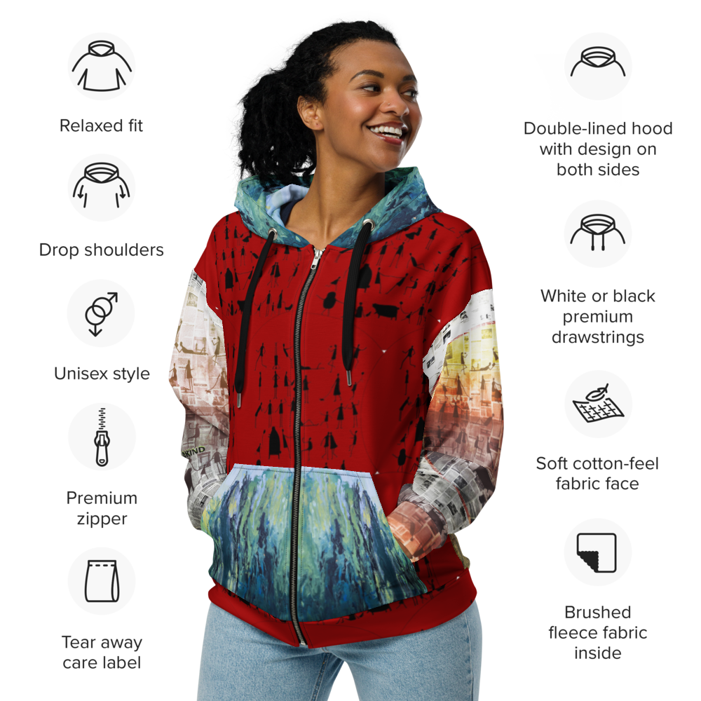 ONE UNI-SEX ZIP HOODIE [BLOODLINE IN HUMANKIND]